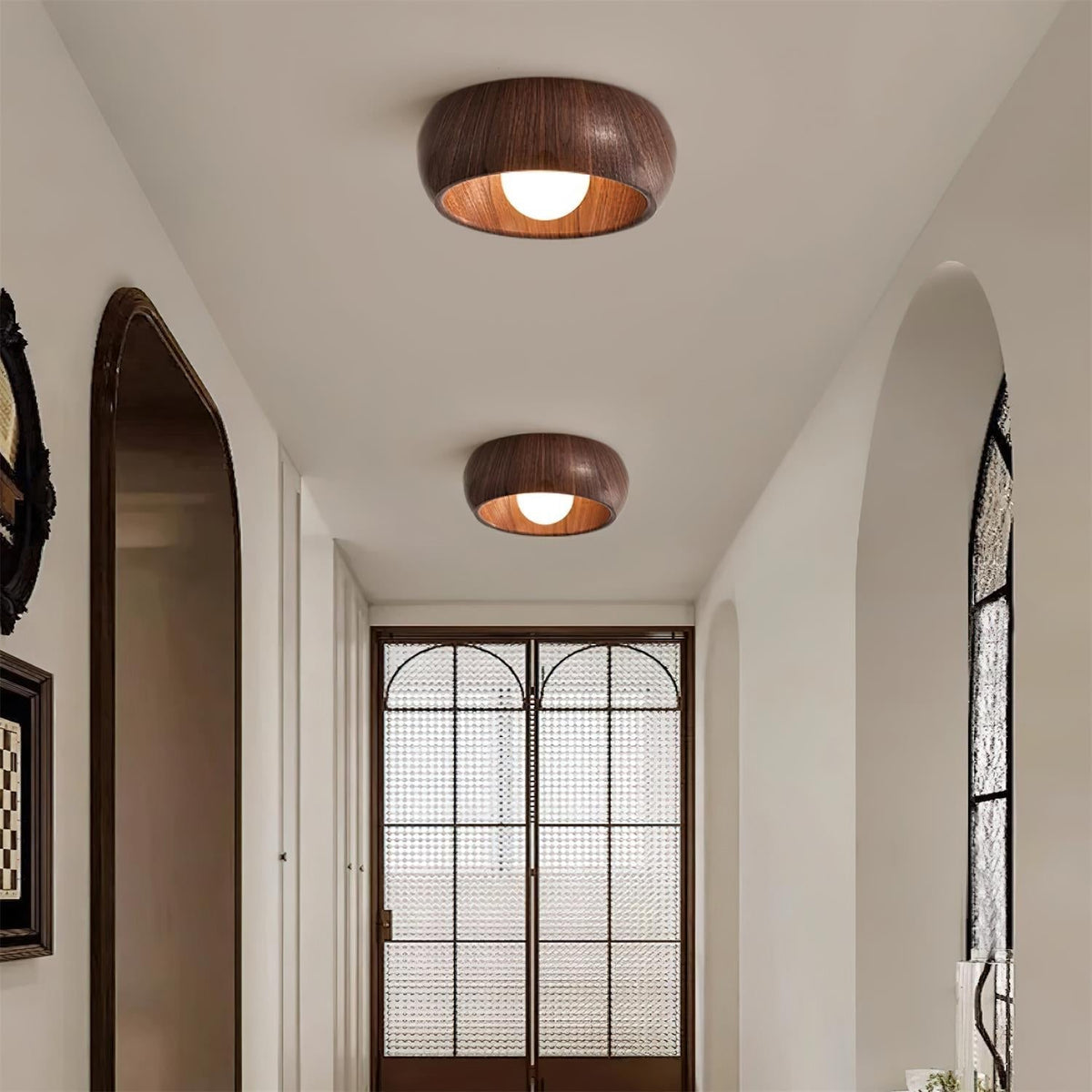 Minimalist Round Wooden Scandinavian Japandi Surface Mount Ceiling Light