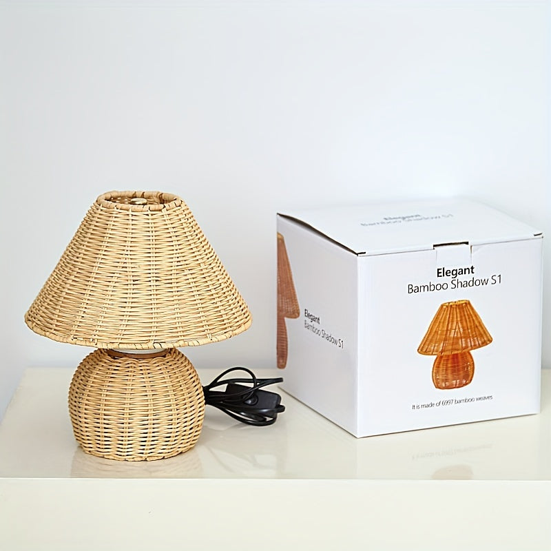 Handwoven Bamboo Weave Rustic Zen Boho Table Lamp