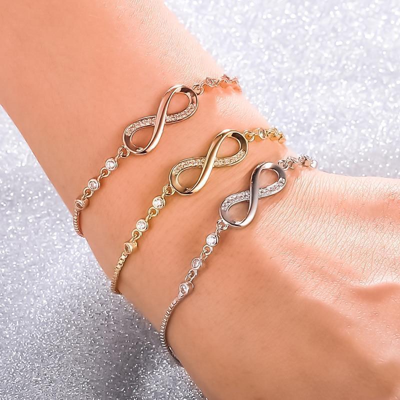 Adjustable Infinity Symbol Silver Chain Bracelet