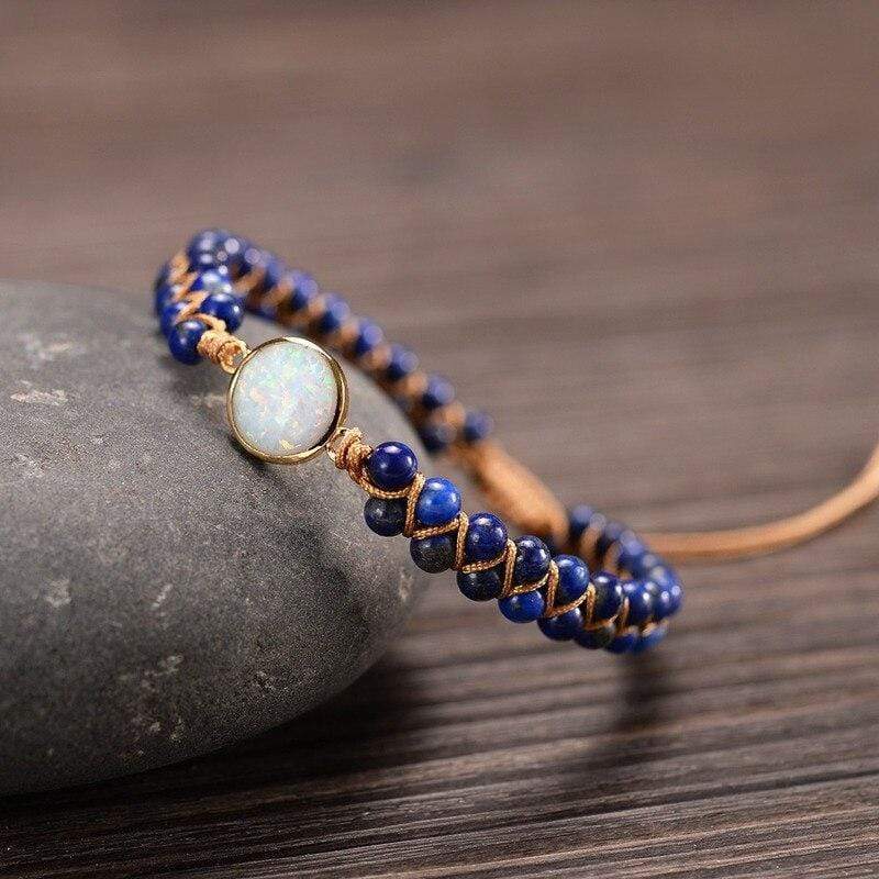 Handcrafted Amethyst Opal Beaded Boho Yoga Bracelet