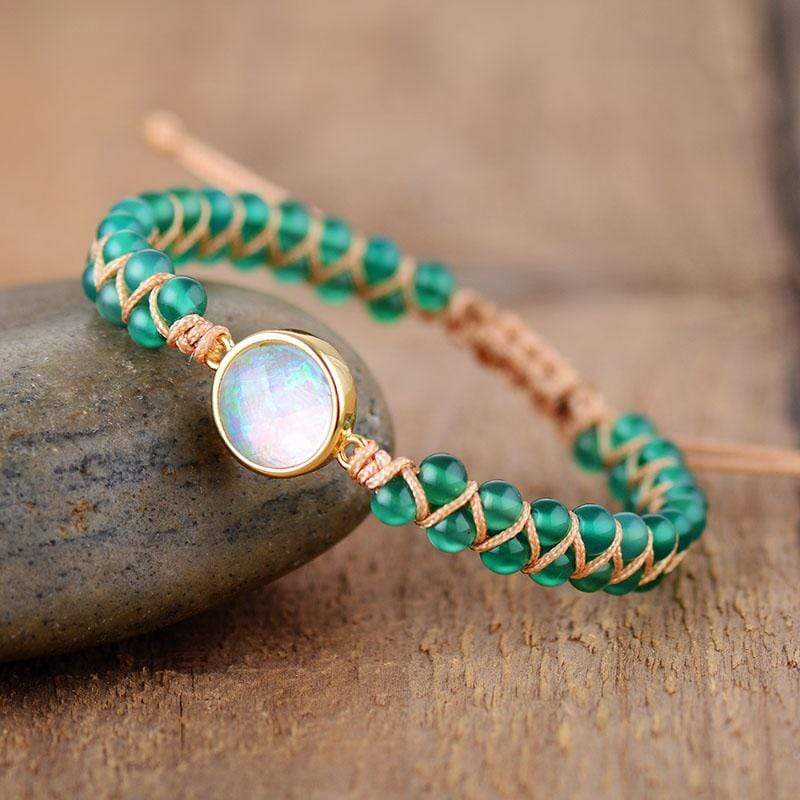 Handcrafted Amethyst Opal Beaded Boho Yoga Bracelet