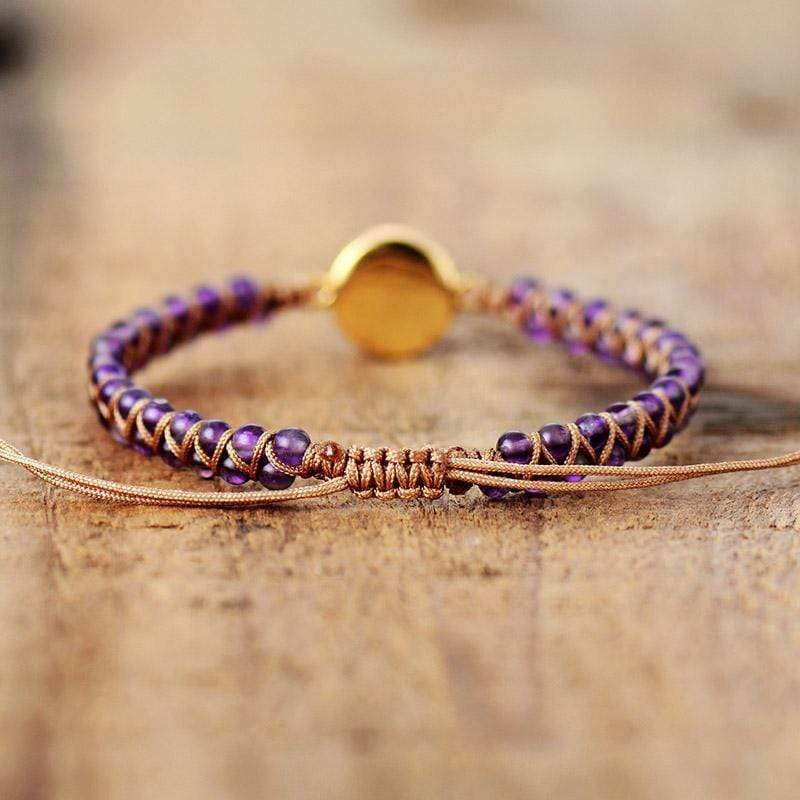 Handcrafted Amethyst Opal Beaded Boho Yoga Bracelet