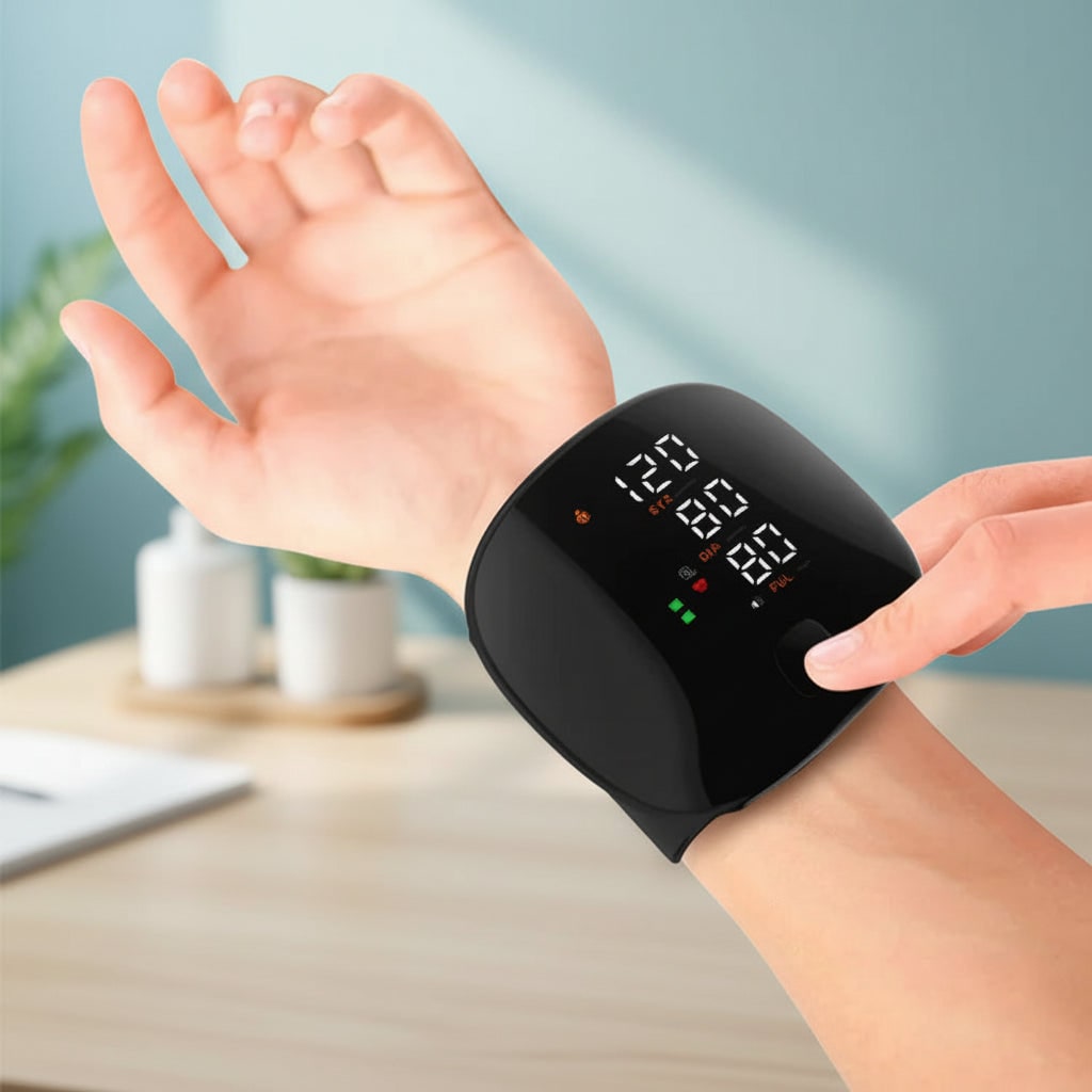 Compact Rechargeable Automatic Wrist Blood Pressure Monitor With Arrhythmia Detection