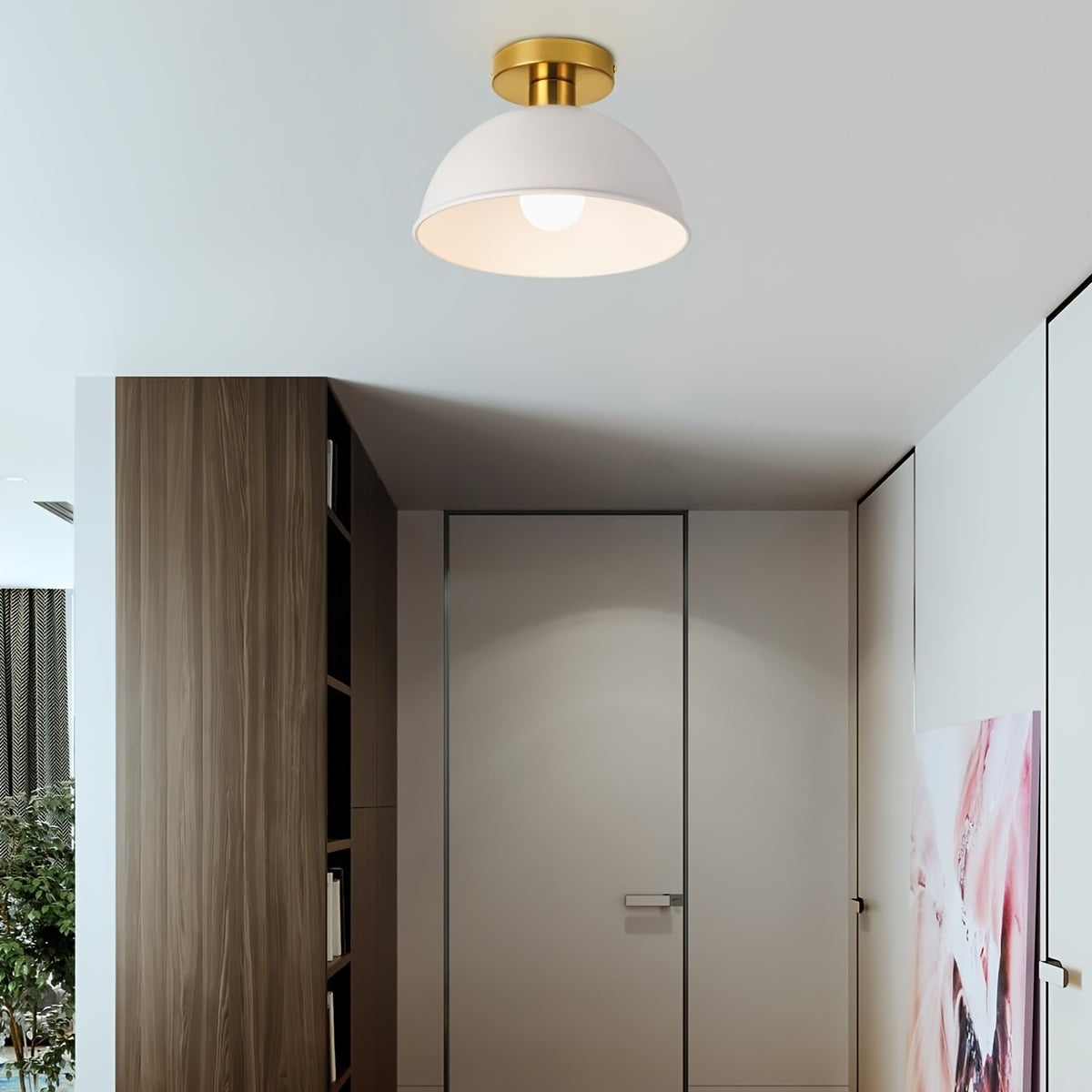 Minimalist Matte Metal Dome Semi Flush Ceiling Light