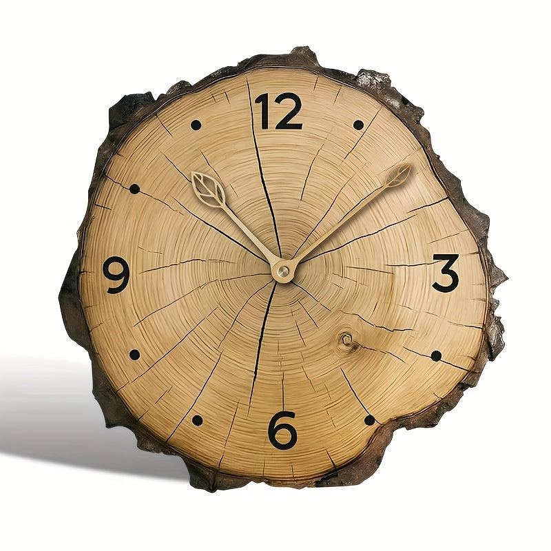 Rustic Wood Grain Irregular Edge Silent Quartz Wall Clock