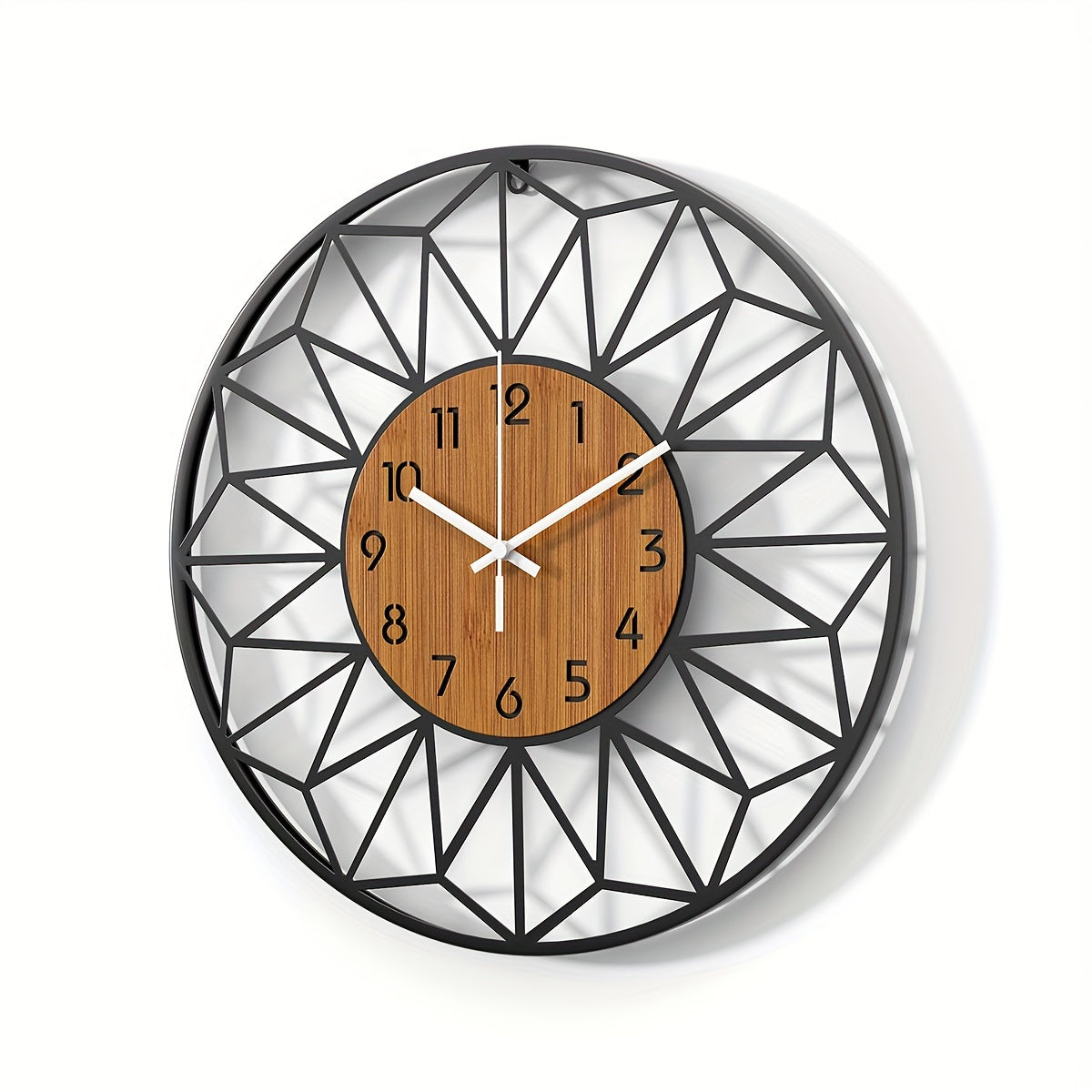 Round Wood Grain Industrial Silent Quartz Wall Clock
