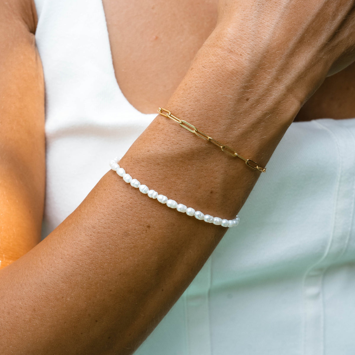 Handmade Freshwater Pearl Gold Plated Silver Adjustable Bracelet