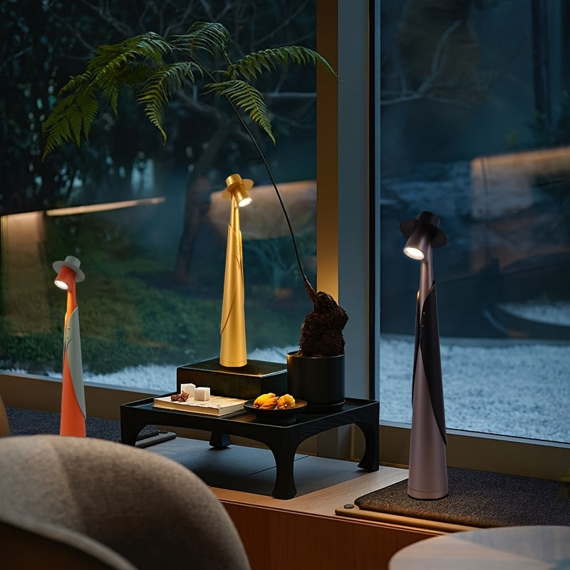 Sculptural Hat Silhouette Rechargeable Touch Control Table Lamp