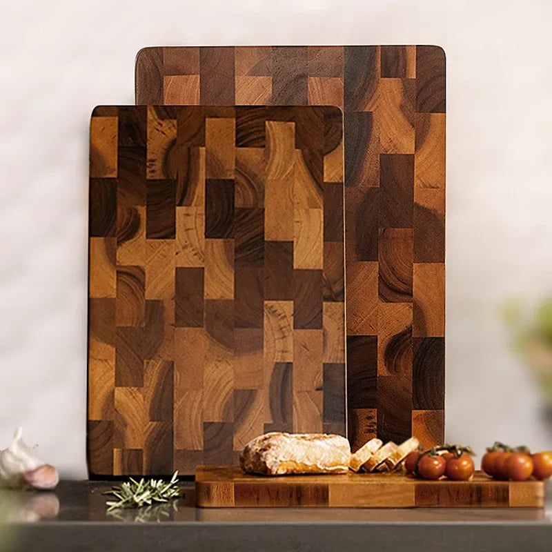 Acacia Wood Double-Sided Drainage System Cutting Board