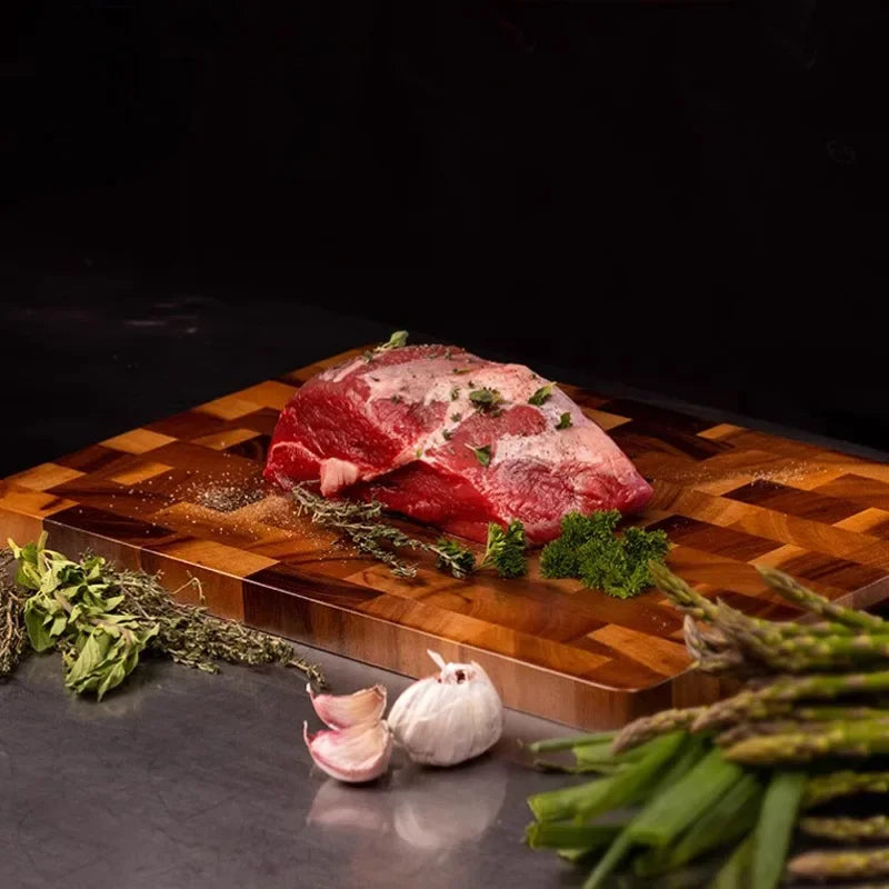 Acacia Wood Double-Sided Drainage System Cutting Board