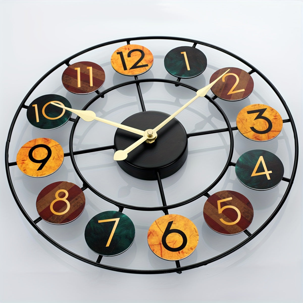 Retro Round Iron Frame Metal Wall Clock