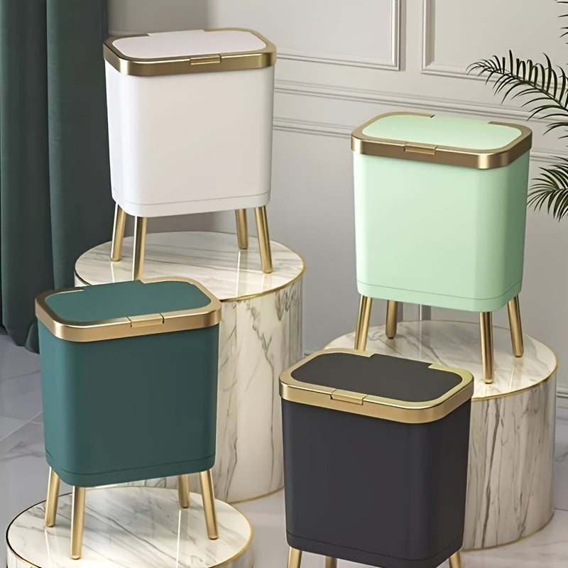 Slim Rectangular Elevated Leg Flip Top Trash Can