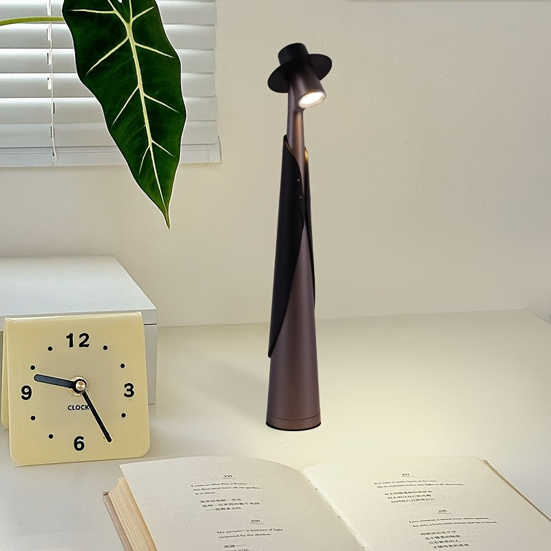 Sculptural Hat Silhouette Rechargeable Touch Control Table Lamp