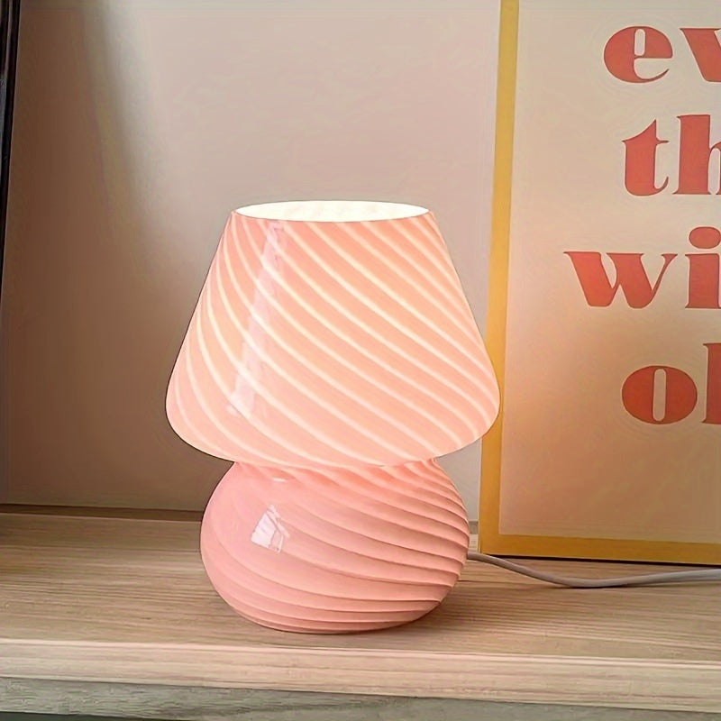 Swirled Art Glass Mushroom Dimmable Table Lamp