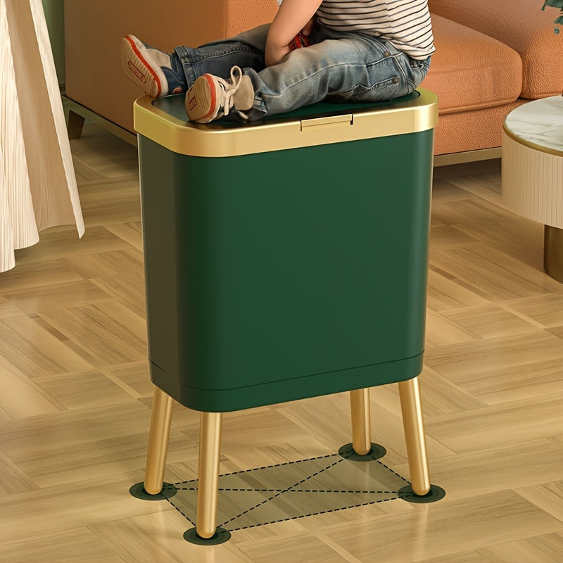 Slim Rectangular Elevated Leg Flip Top Trash Can