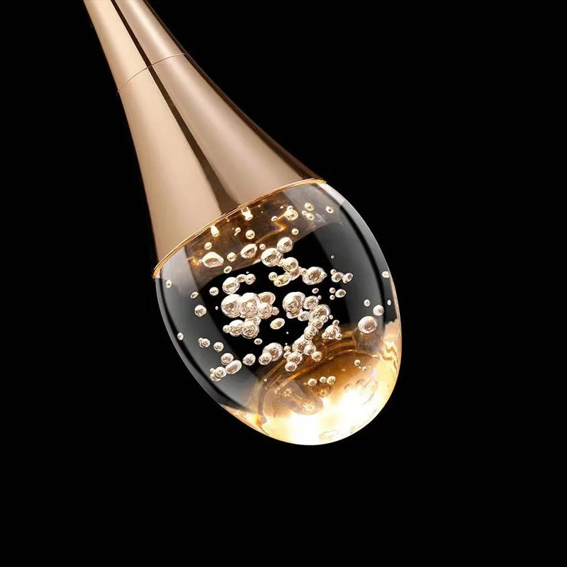 Minimalist Drop-Shaped Glass Adjustable Height Pendant Light