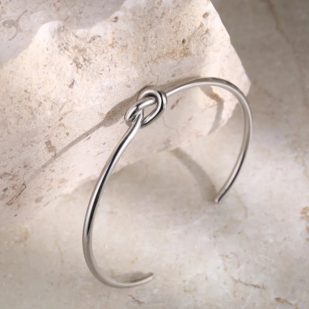 Twisted Knot Gold Plated Open Cuff Bangle Bracelet