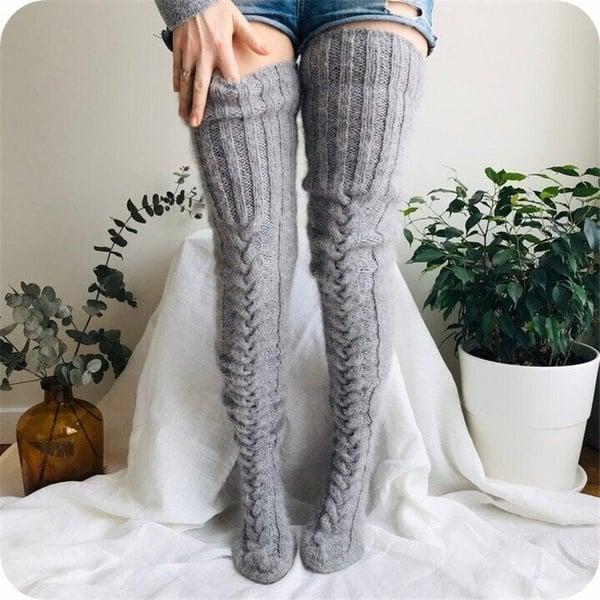 Soft Breathable Knitted Wool Stretch Tall Socks