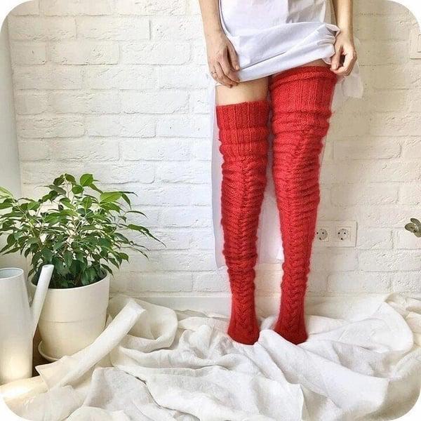 Soft Breathable Knitted Wool Stretch Tall Socks