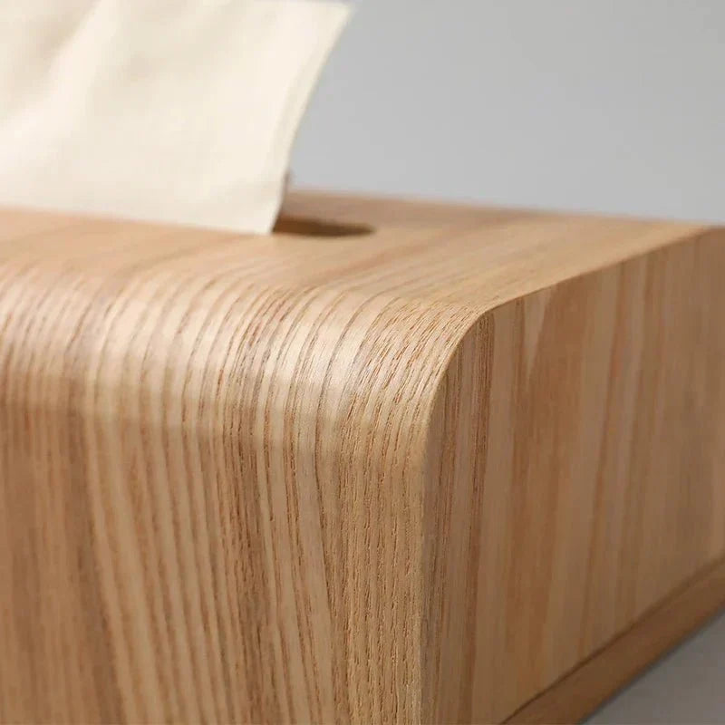 Curved Edge Solid Walnut Wood Tissue Box Holder