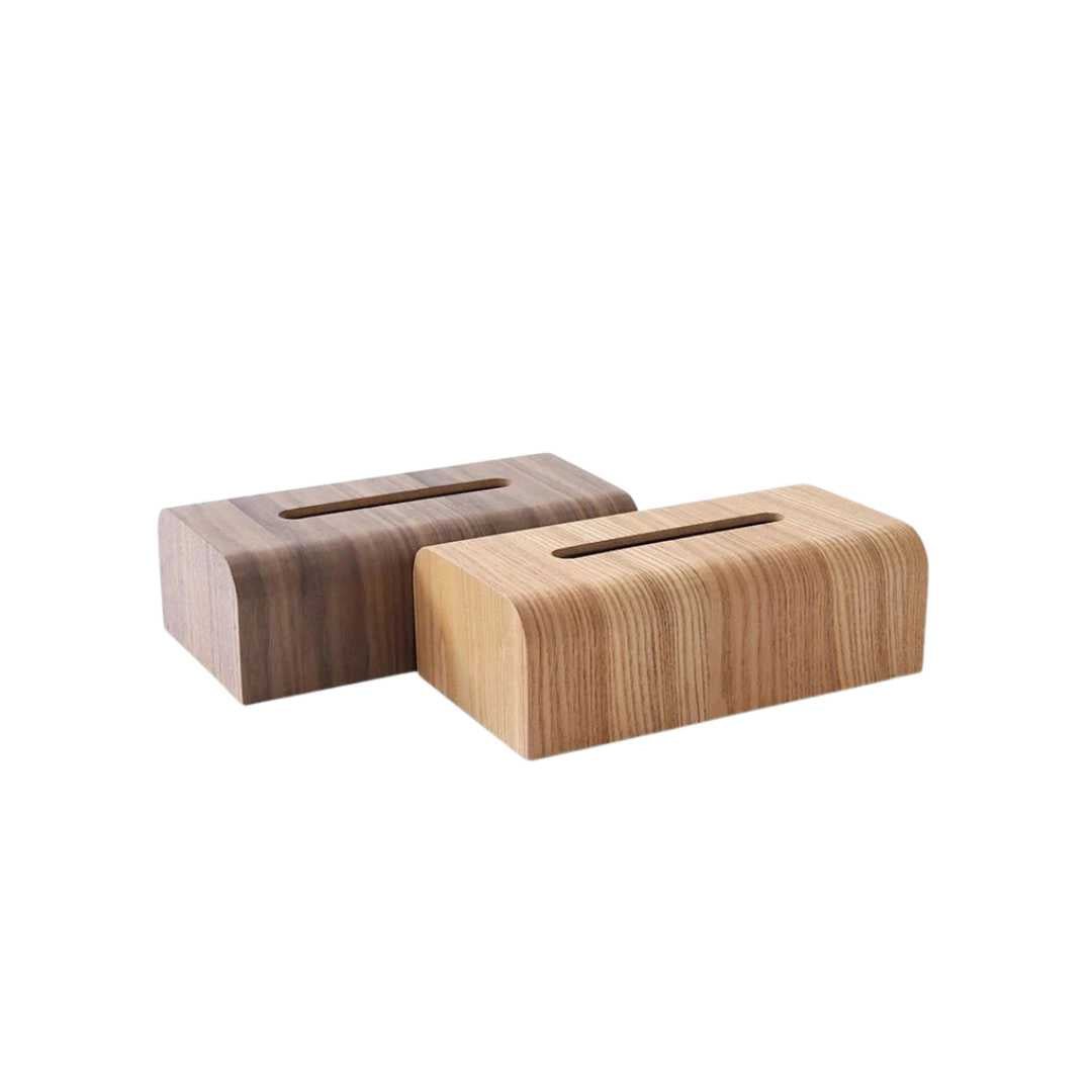 Curved Edge Solid Walnut Wood Tissue Box Holder