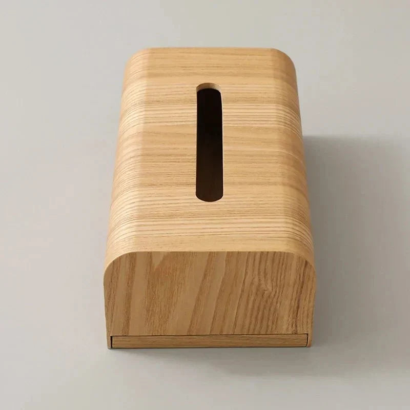Curved Edge Solid Walnut Wood Tissue Box Holder