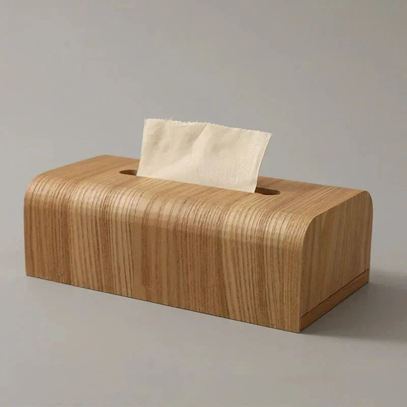 Curved Edge Solid Walnut Wood Tissue Box Holder