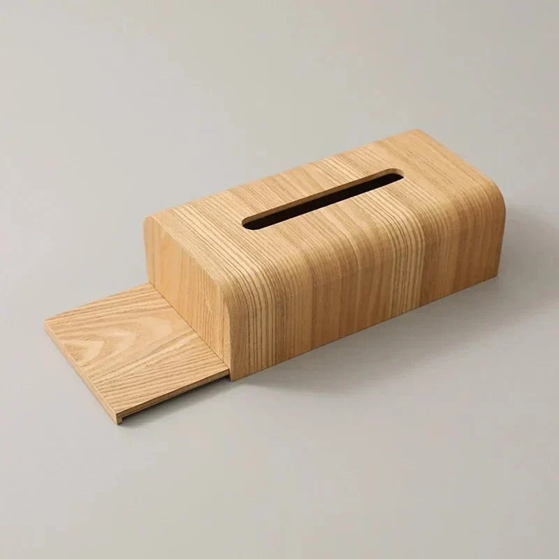 Curved Edge Solid Walnut Wood Tissue Box Holder