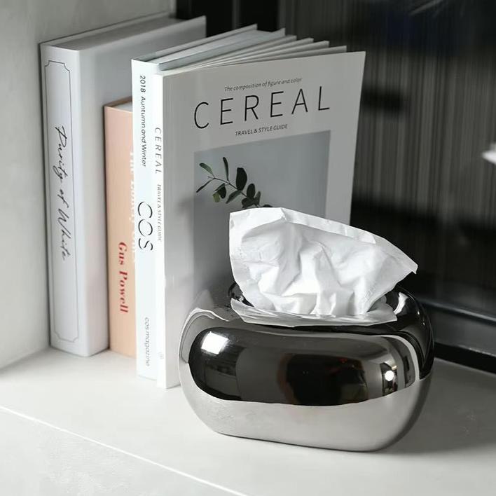 Minimalist Smooth Glossy Ceramic Tissue Box Cover