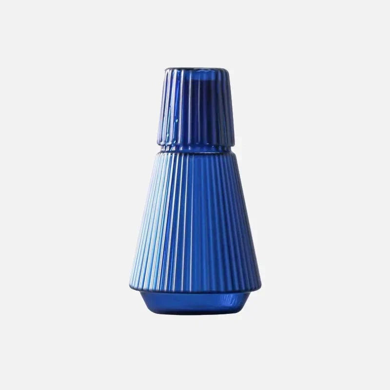Pleated Borosilicate Glass Water Carafe With Stacking Tumbler Set