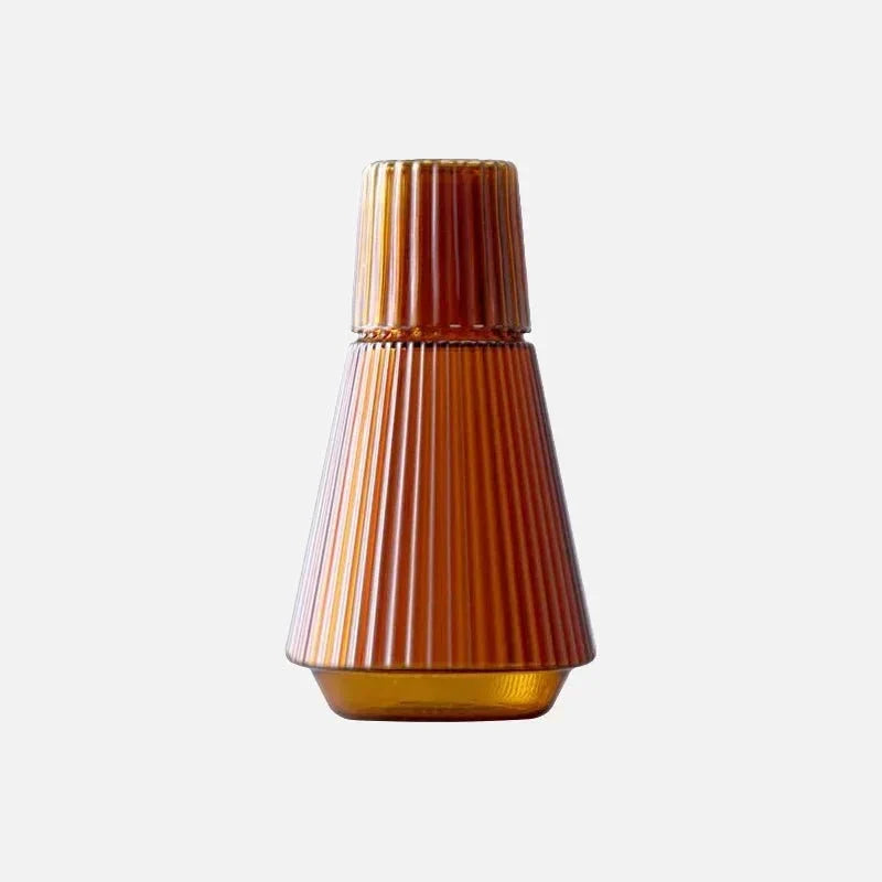 Pleated Borosilicate Glass Water Carafe With Stacking Tumbler Set