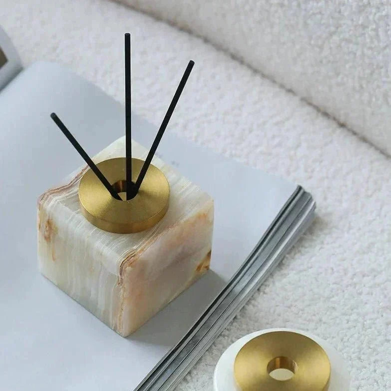 Handcrafted Natural Marble Minimalist Aroma Diffuser Sculpture Vase