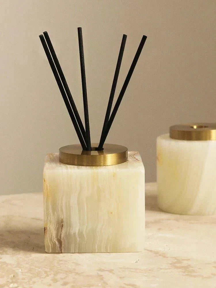 Handcrafted Natural Marble Minimalist Aroma Diffuser Sculpture Vase