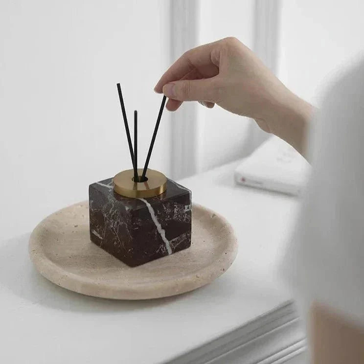 Handcrafted Natural Marble Minimalist Aroma Diffuser Sculpture Vase