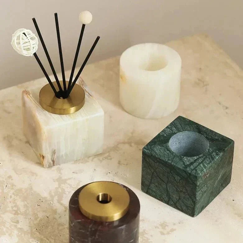 Handcrafted Natural Marble Minimalist Aroma Diffuser Sculpture Vase