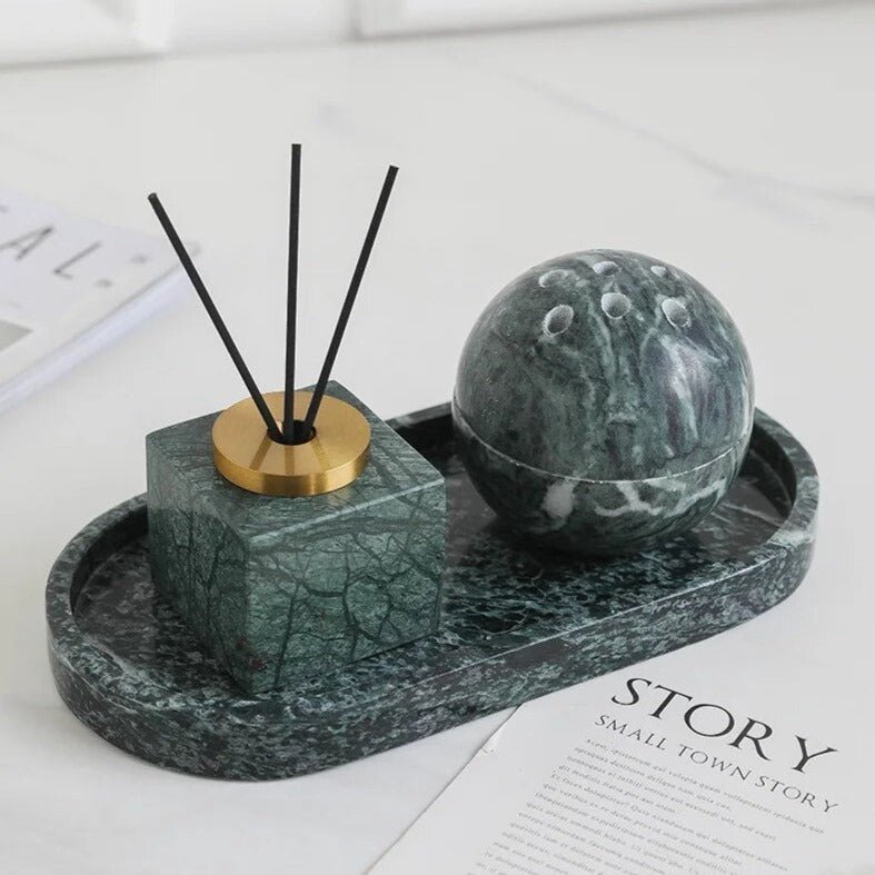 Handcrafted Natural Marble Minimalist Aroma Diffuser Sculpture Vase
