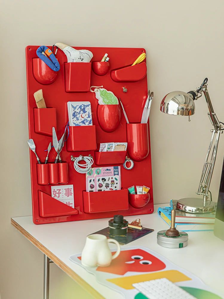 Multi Pocket Hooks Clips Plastic Wall Storage Shelf Organizer