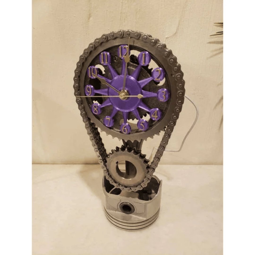 Exposed Gear Mechanism Industrial Metal Glass Silent Wall Clock
