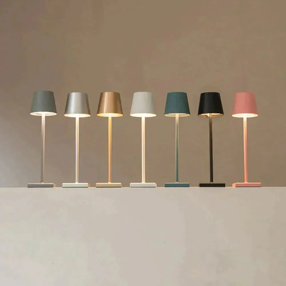 Modern Aluminum Metallic Rechargeable Touch Dimmable Cordless Table Lamp