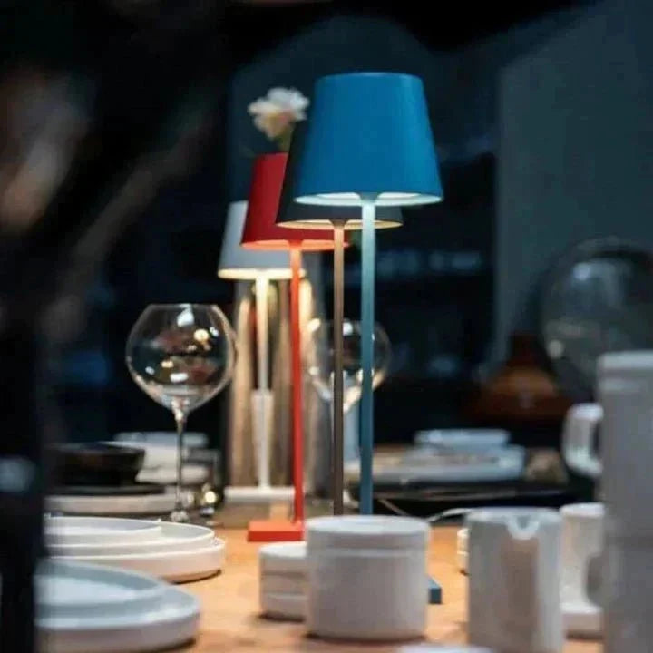 Modern Aluminum Metallic Rechargeable Touch Dimmable Cordless Table Lamp