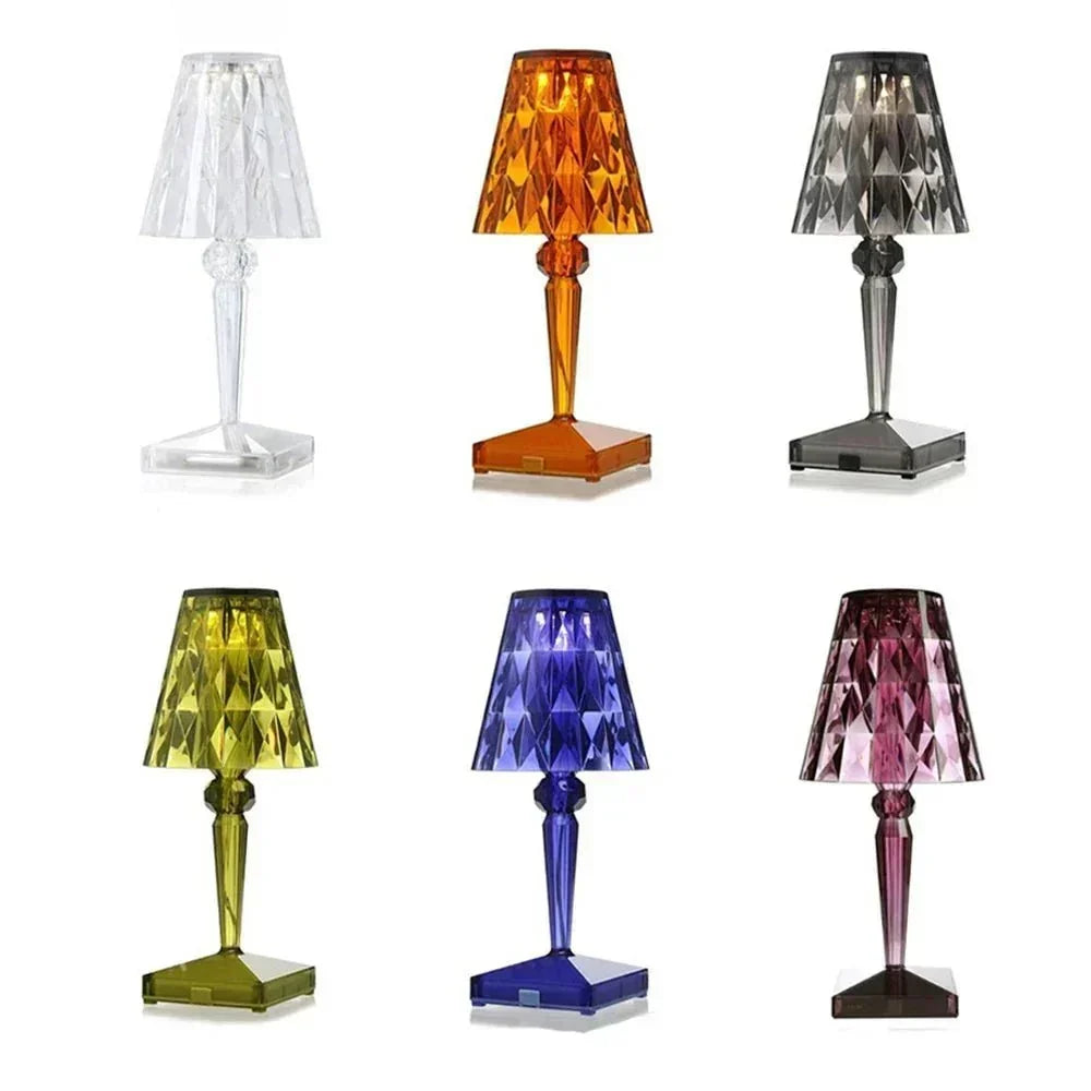 Sculptural Crystal Effect Acrylic Rechargeable Table Lamp