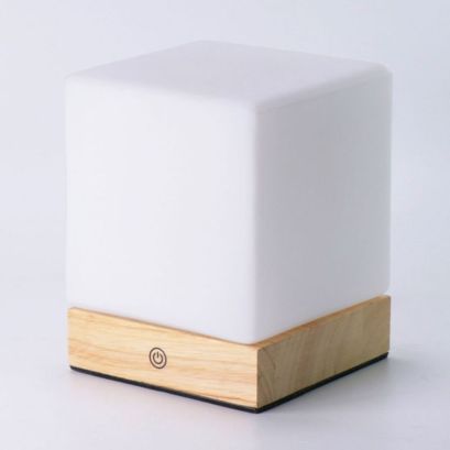 Minimalist Cubic Wood Frosted Glass Table Lamp