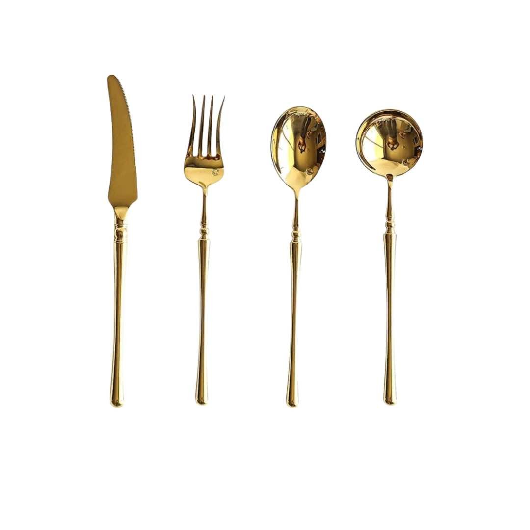 Glossy Stainless Steel Smooth Curved Flatware Cutlery Set