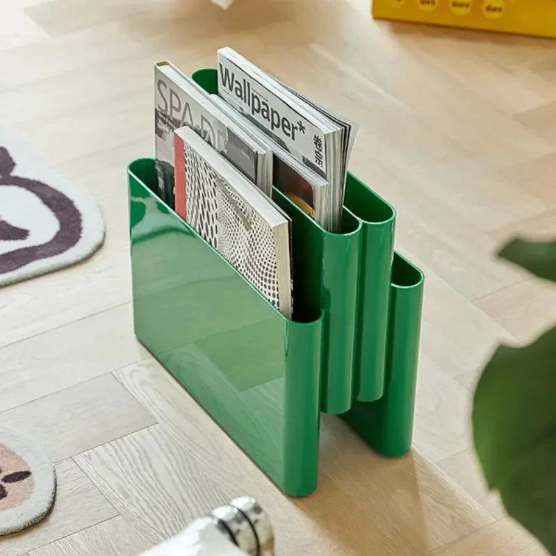 Compact Multi Compartment Durable Plastic Magazine Rack Organizer