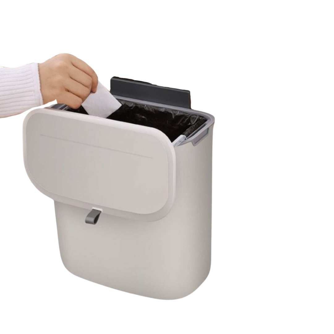 Compact Space Saving Sealed Lid Odor Control Kitchen Trash Can