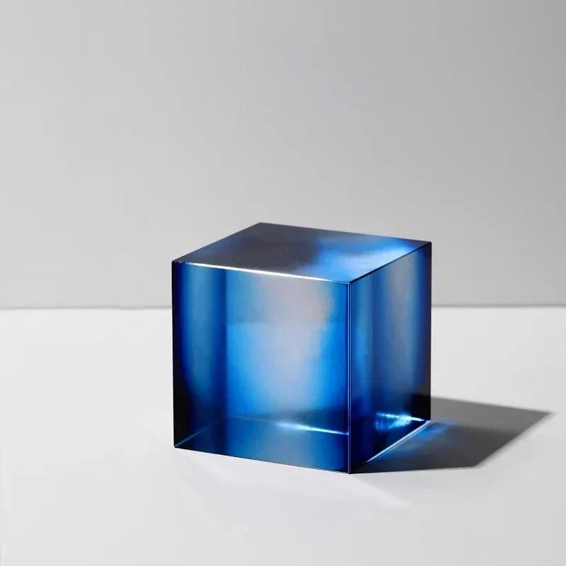 Geometric Polished Crystal Cube Arch Nonslip Bookends