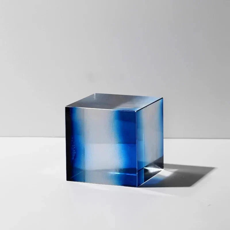Geometric Polished Crystal Cube Arch Nonslip Bookends