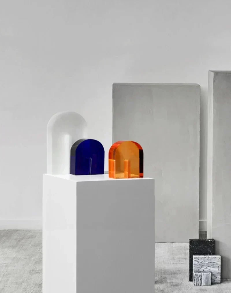 Geometric Polished Crystal Cube Arch Nonslip Bookends