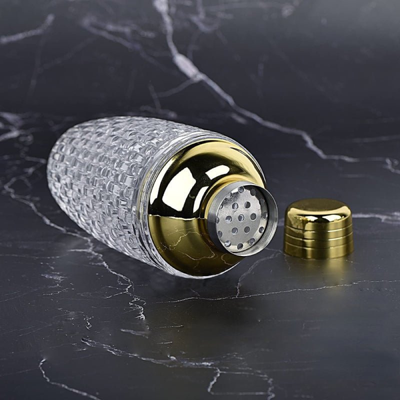 Clear Glass Gold Accent Stainless Steel Cocktail Shaker