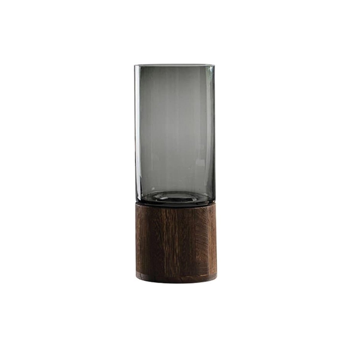 Natural Wood and Glass Contrast Flower Vase